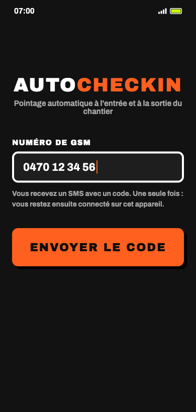 Connexion avec un numéro de GSM — le code SMS arrive immédiatement
